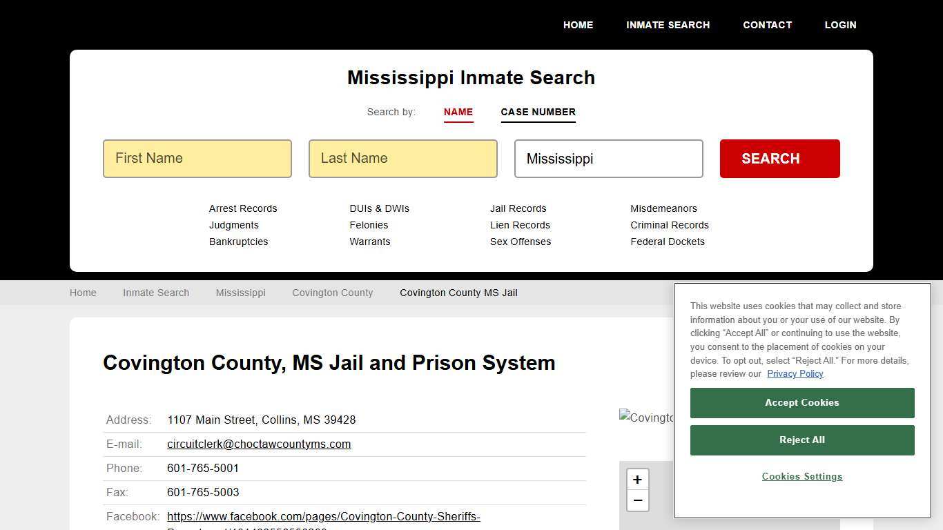 Covington County MS Jail Inmate Records Search, Mississippi - StateCourts