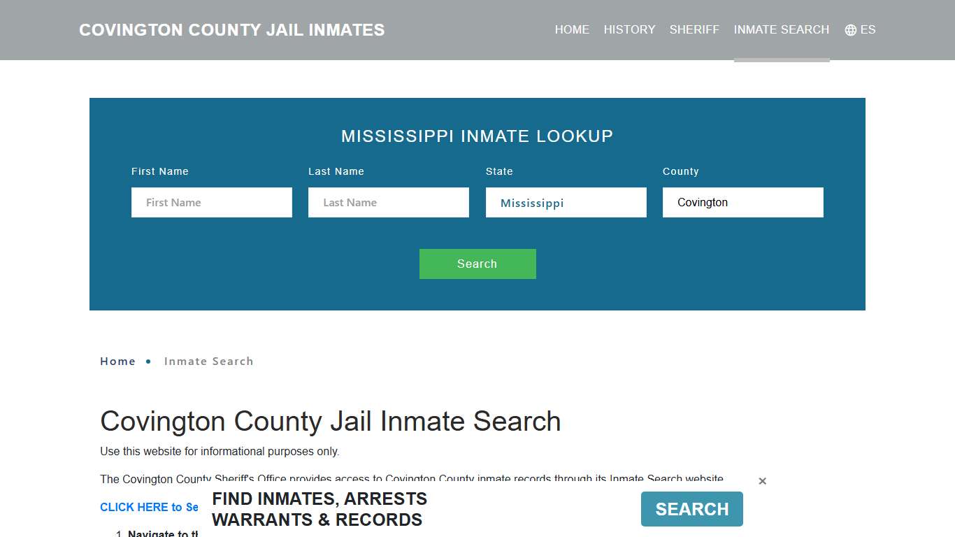 Covington County, MS Detainee Lookup